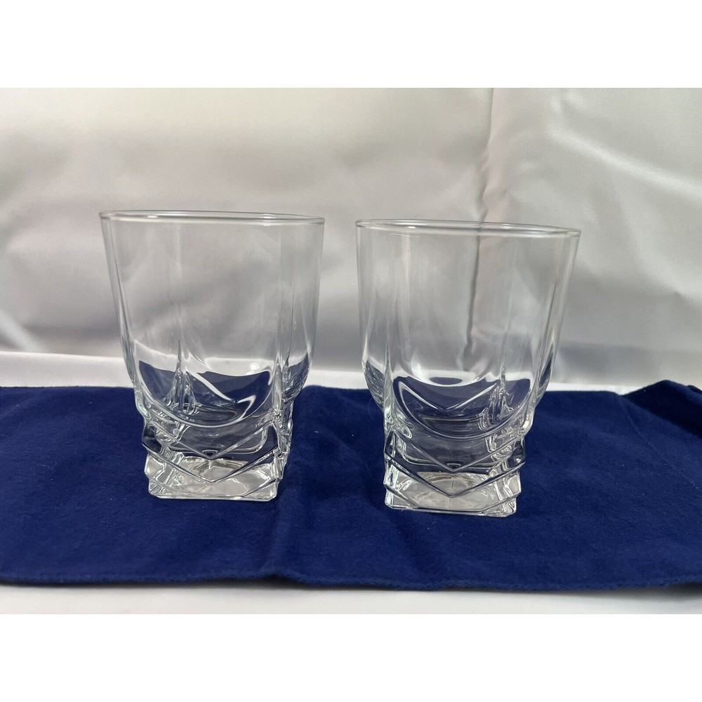Set of 2 Bormioli Rocco Brillante Double Old‎ Fashioned Glasses 4 1/2”x 3 3/8”